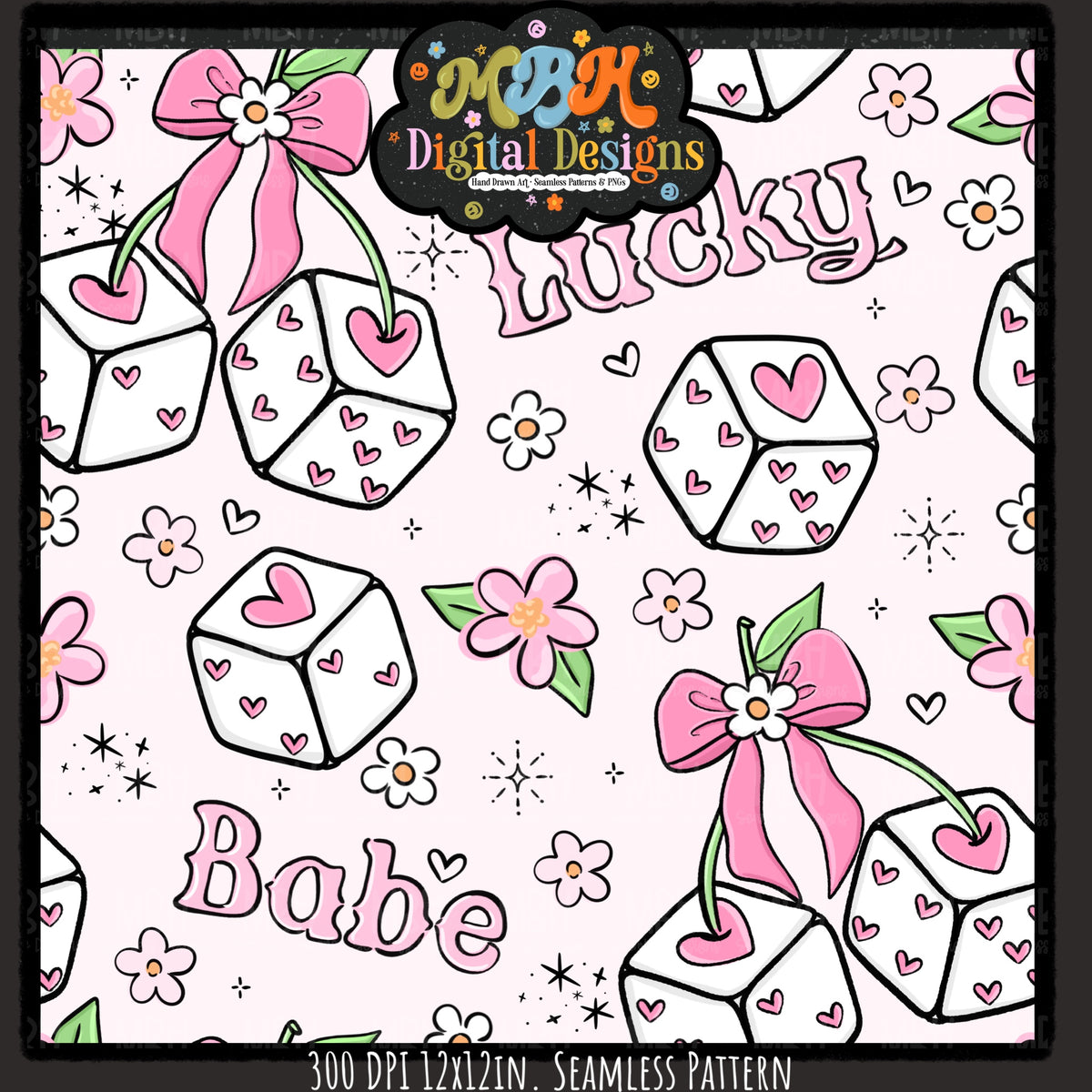 Hextober Day 4 • 3D Lucky Babe Seamless Pattern // PNG // MULTIPLE COLORWAYS (Hextober files are not available in drives.)