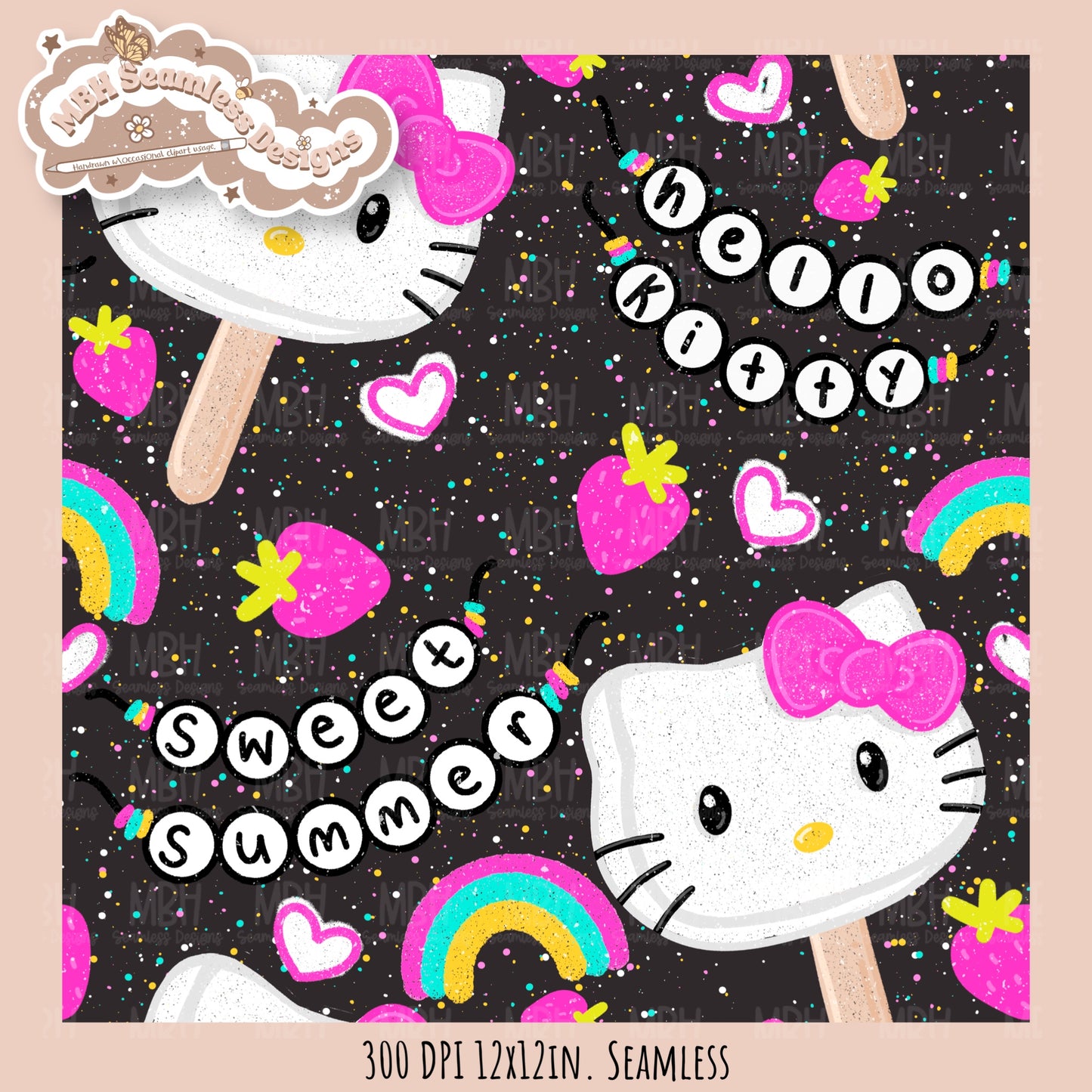 Sweet Summer KH Pops Seamless Pattern // PNG // Assorted Colorway Options