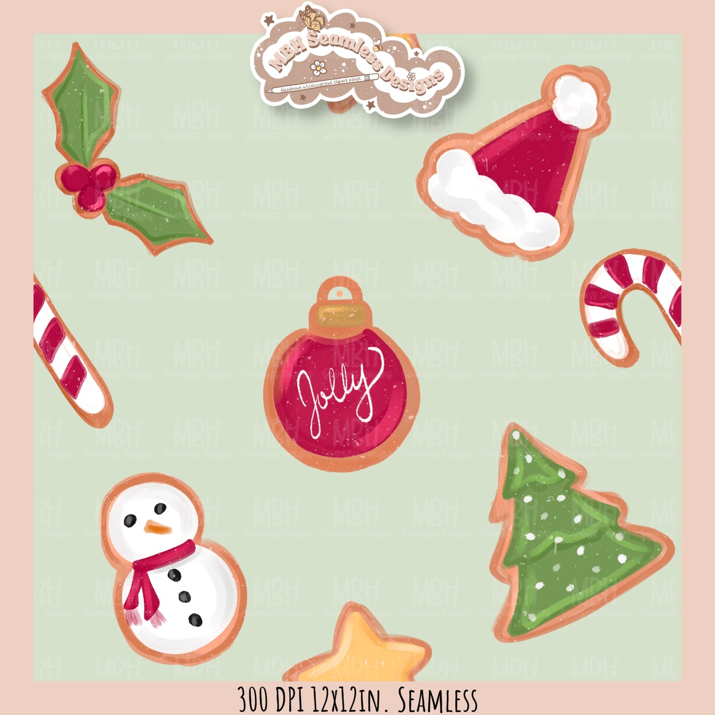 Christmas Cookies Seamless Pattern // Assorted Colorway Options
