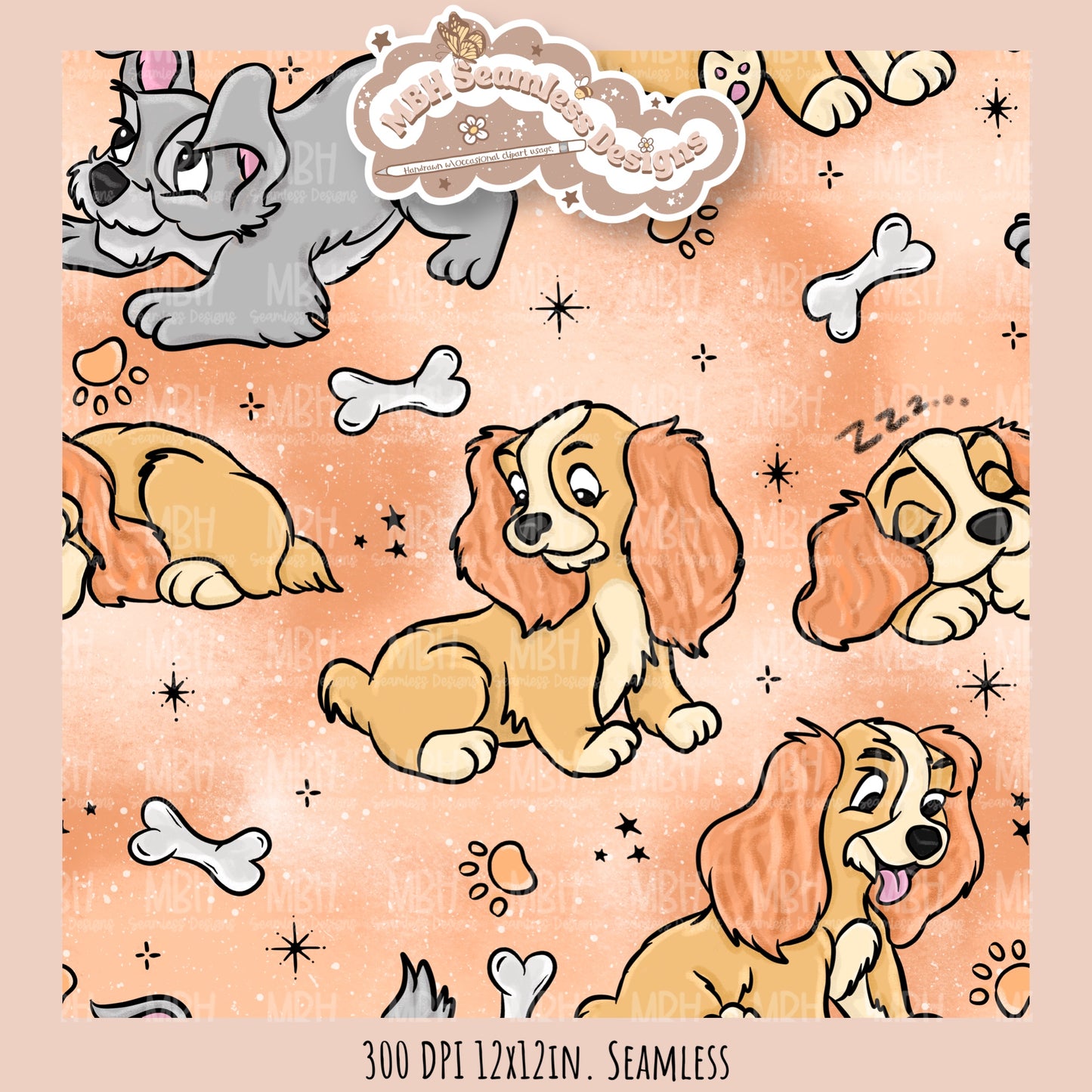 L&T Puppies Seamless Pattern // PNG // Multiple Colorway Options
