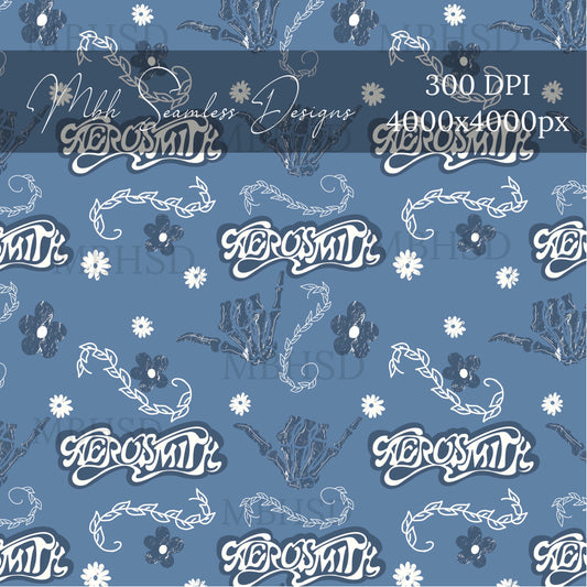 Aerosmith Blue Floral Seamless Pattern