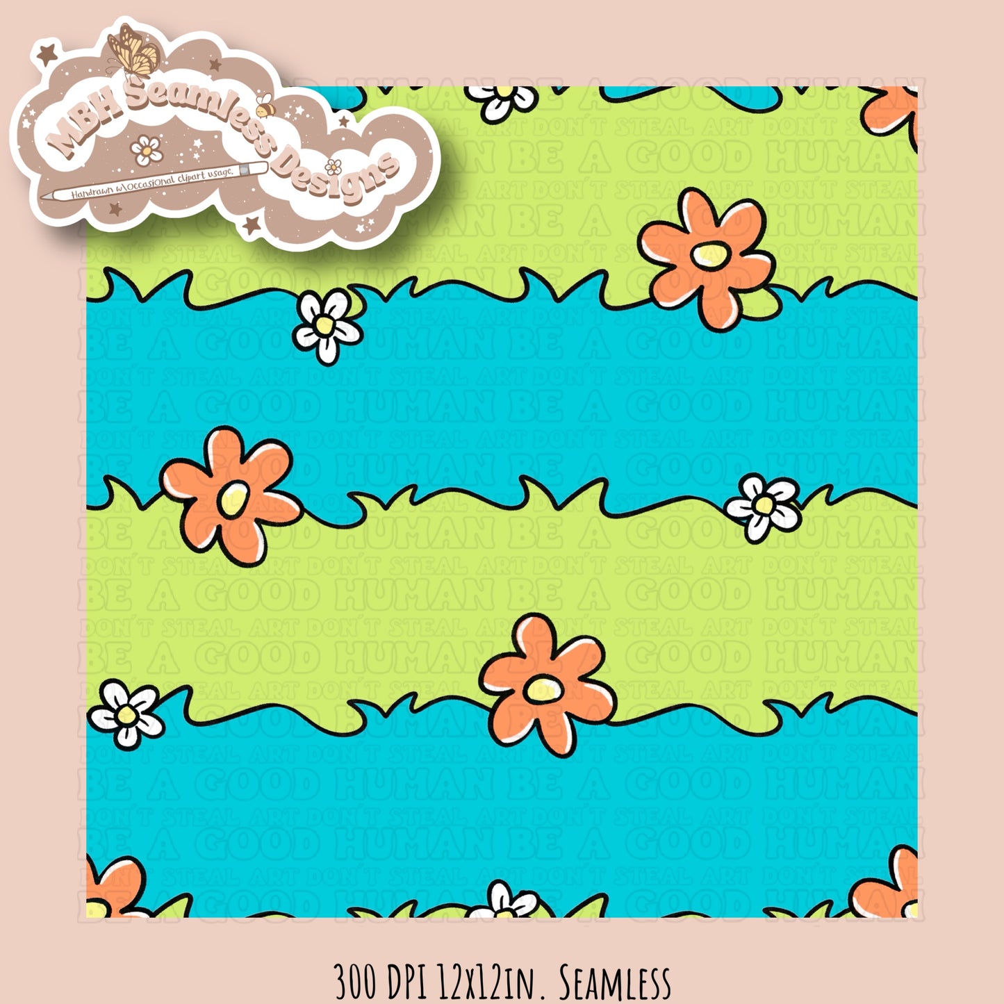 Floral Scooby Polaroids & COORD Seamless Pattern MULTIPLE COLORWAYS