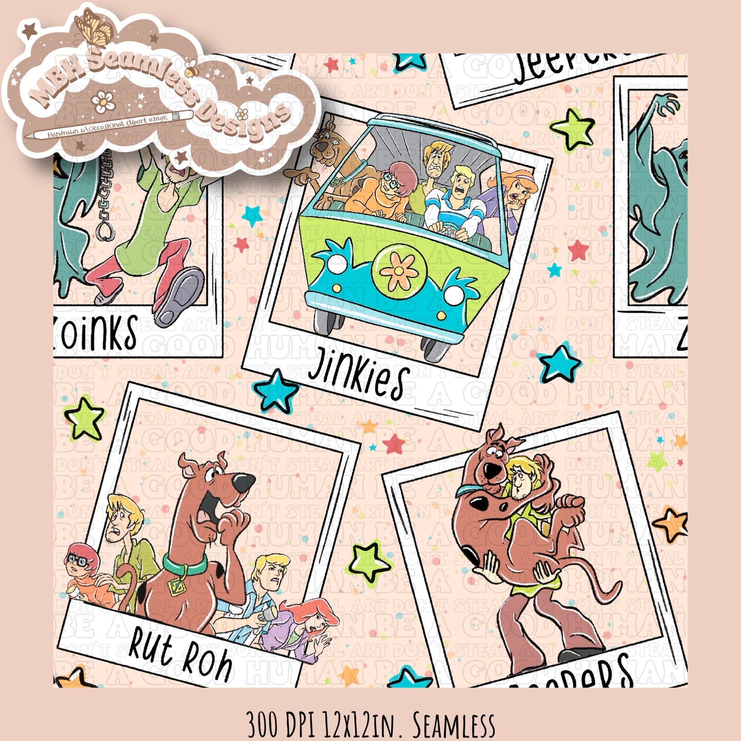 Starry Scooby Polaroids Seamless PNG & COORD MULTIPLE COLORWAYS