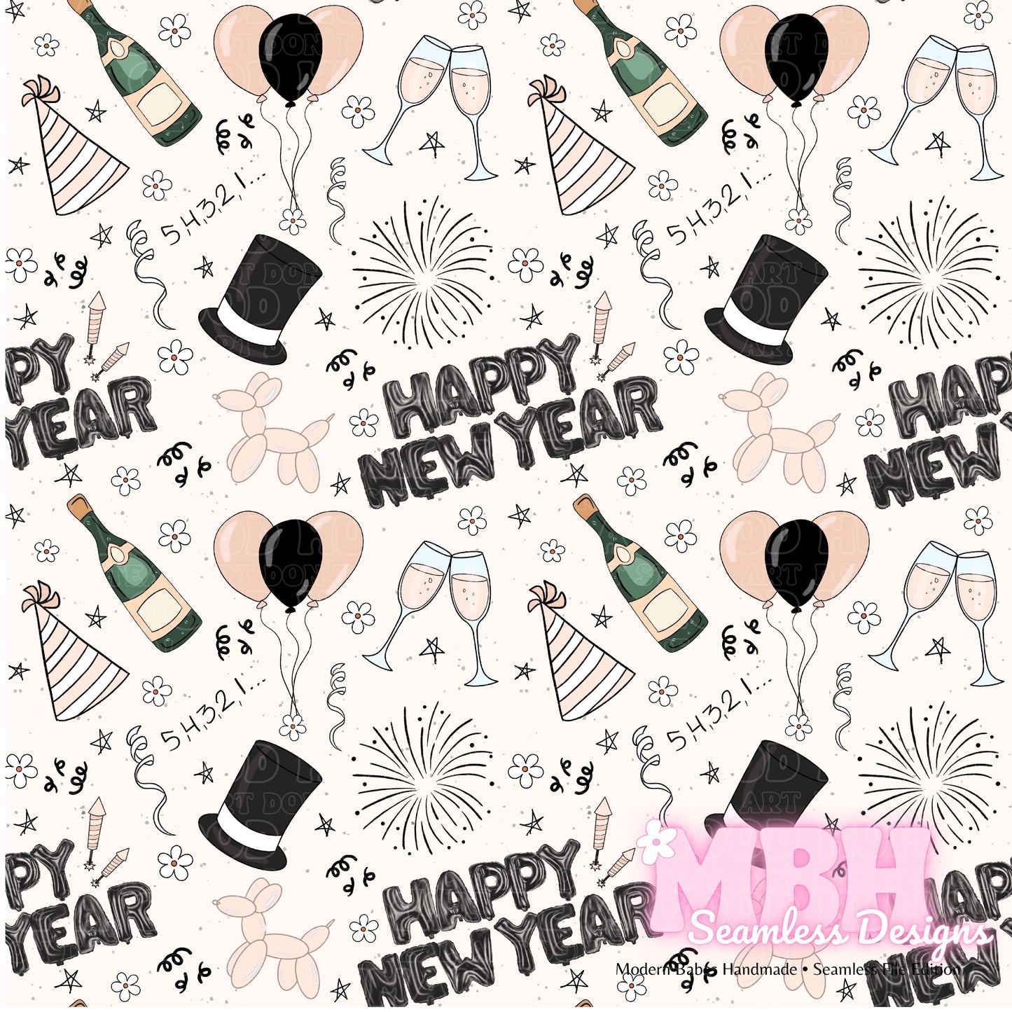 Happy New Year Seamless Pattern