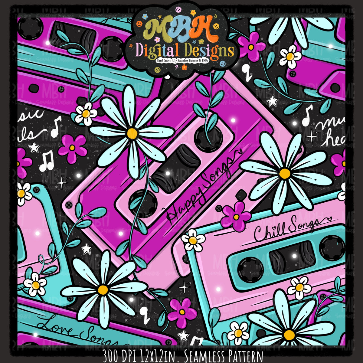 Hextober Day 1 •Music Seamless Pattern // PNG // MULTIPLE COLORWAYS (Hextober files are not available in drives.)