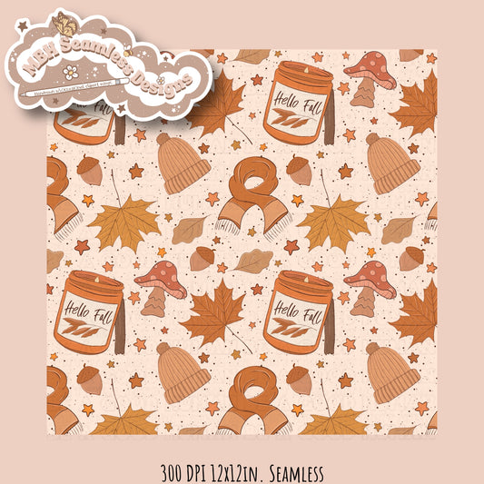 Hello Fall Seamless Pattern MULTIPLE COLORWAYS