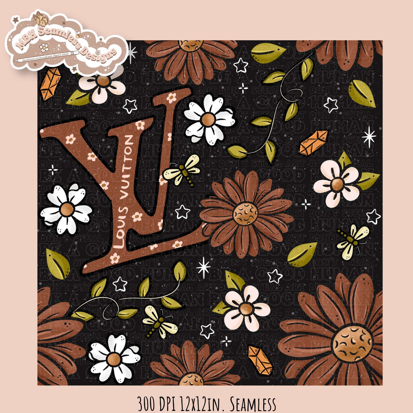 Boujee Brown Floral Seamless Pattern Multiple Colorways