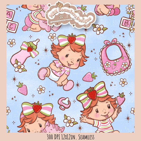 Baby Shortcake Seamless Pattern • PNG •Multiple Colorways