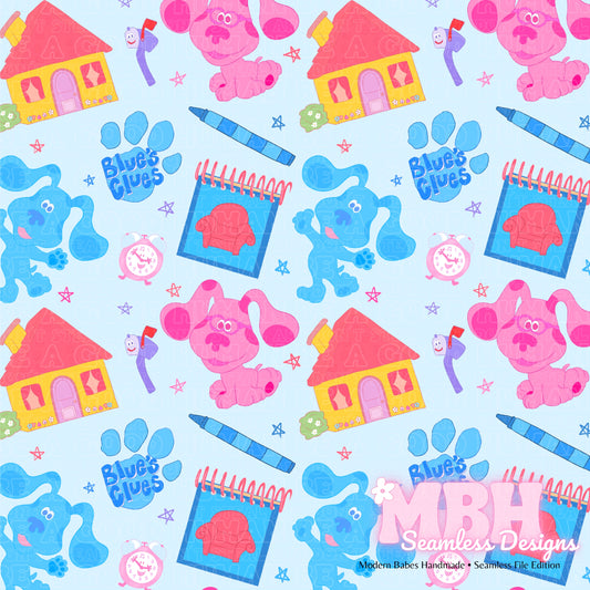 Blues Clues Stars Seamless Pattern