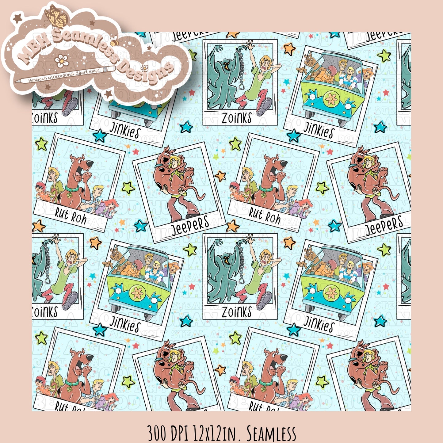 Starry Scooby Polaroids Seamless PNG & COORD MULTIPLE COLORWAYS