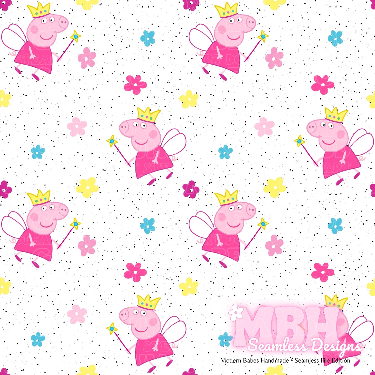 Peppa Fairy Floral Spex Seamless Pattern