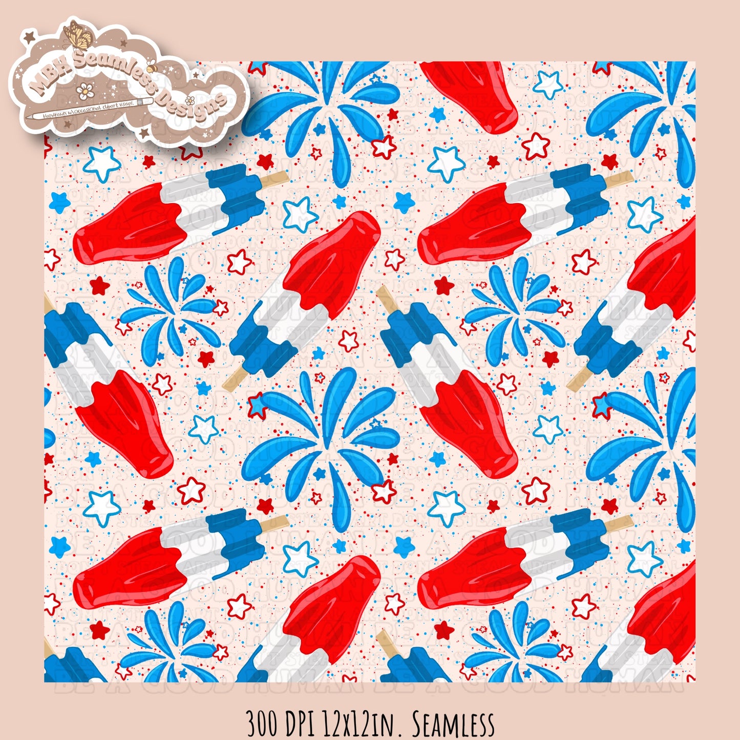 Starry Bomb Pops Seamless Pattern MULTIPLE COLORWAY OPTIONS