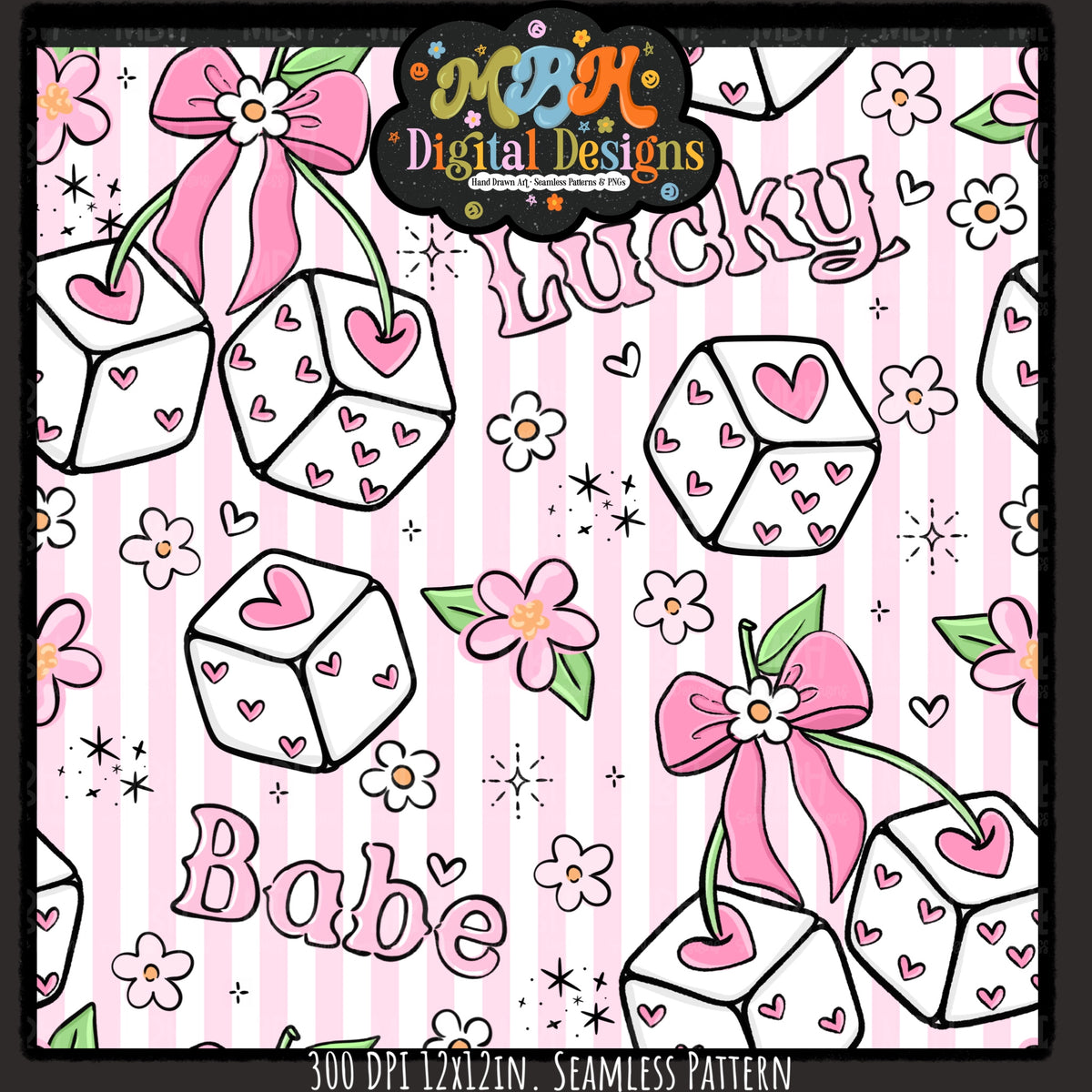 Hextober Day 4 • 3D Lucky Babe Seamless Pattern // PNG // MULTIPLE COLORWAYS (Hextober files are not available in drives.)
