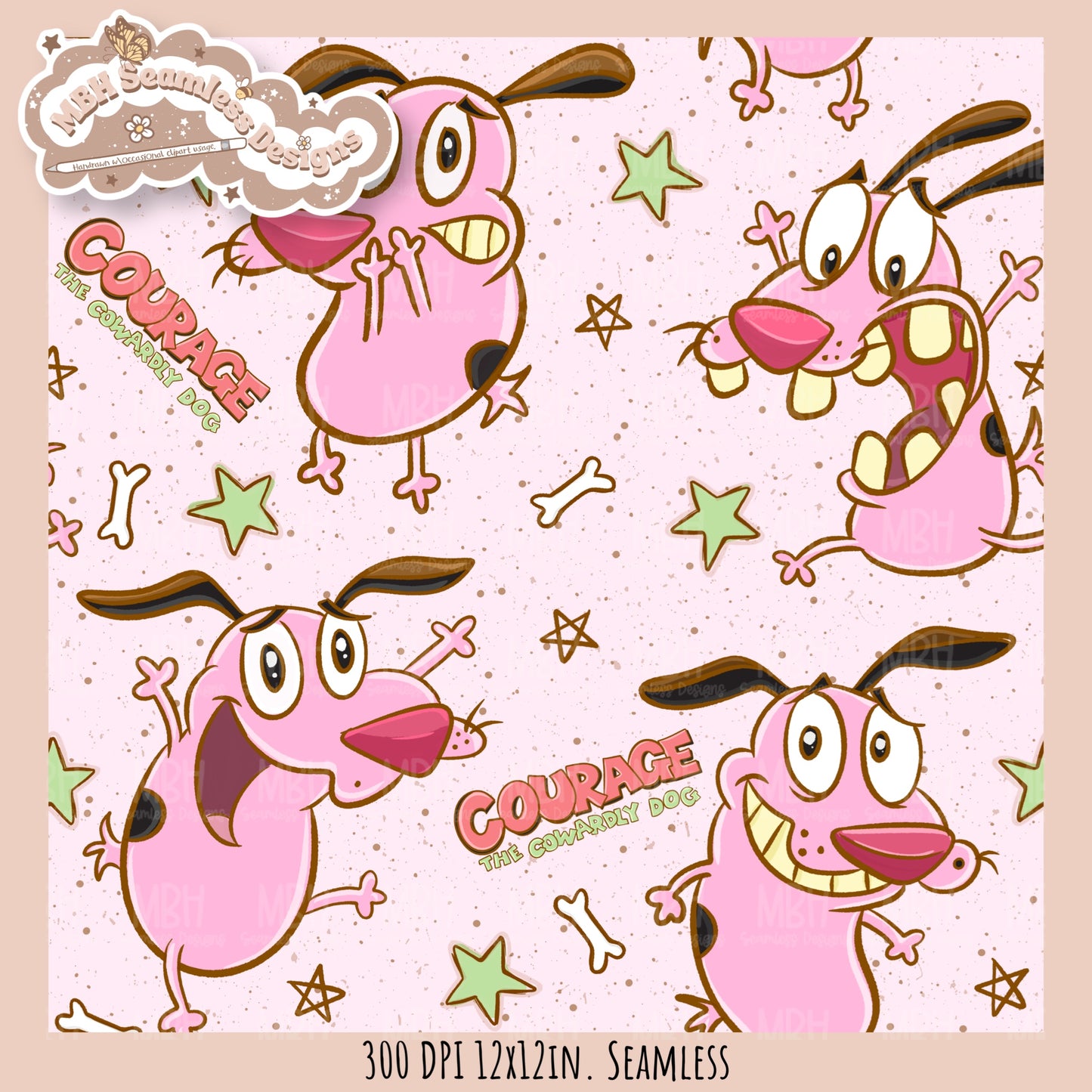 Starry Courage Dog Seamless Pattern // PNG // Assorted Colorway Options