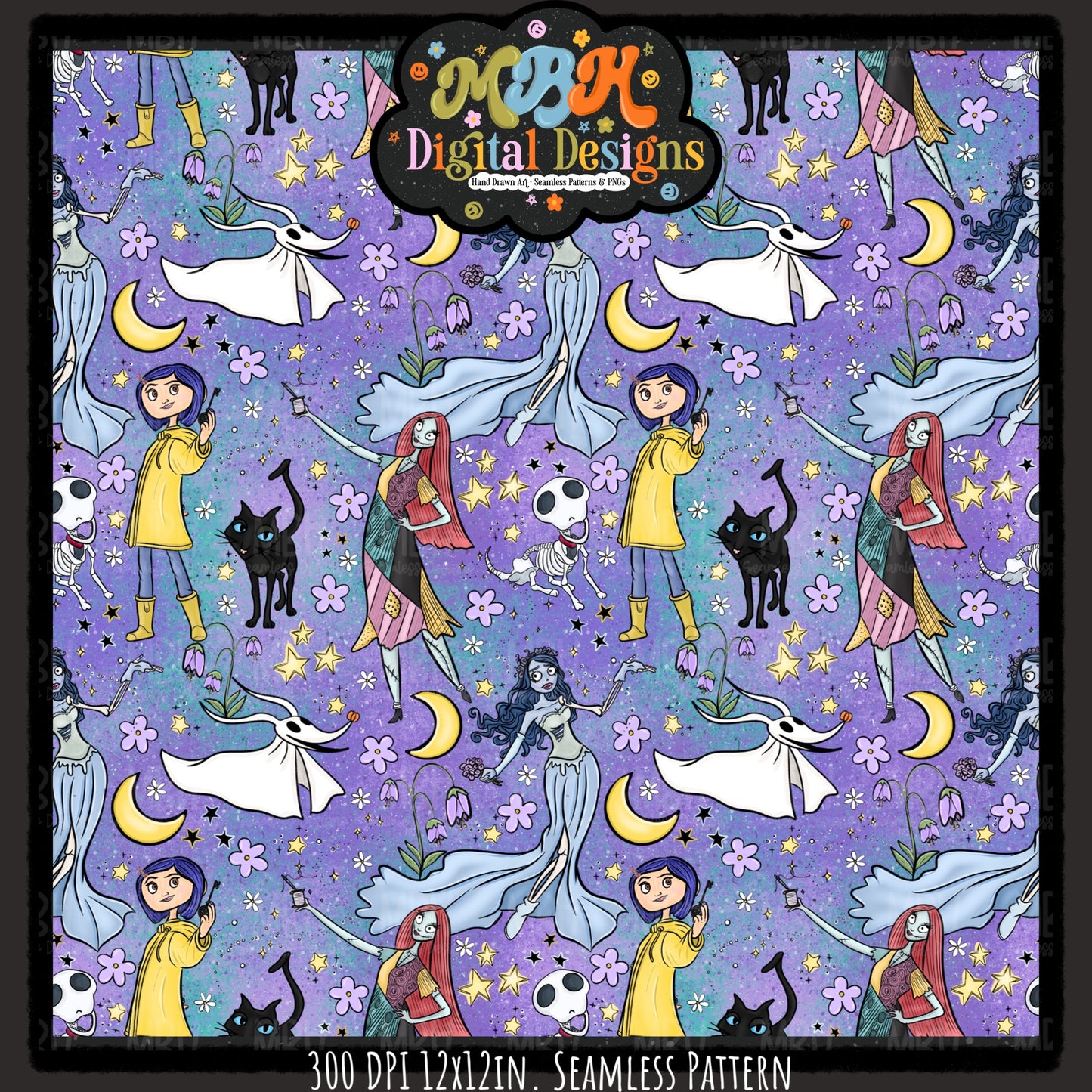 Spooky Girls Seamless Pattern // MULTIPLE COLORWAYS