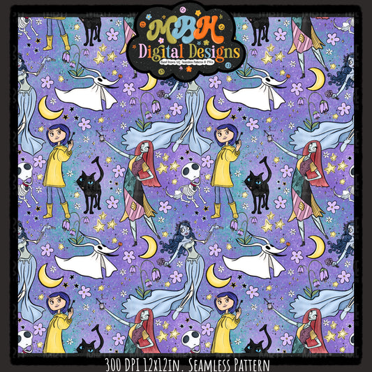 Spooky Girls Seamless Pattern // MULTIPLE COLORWAYS