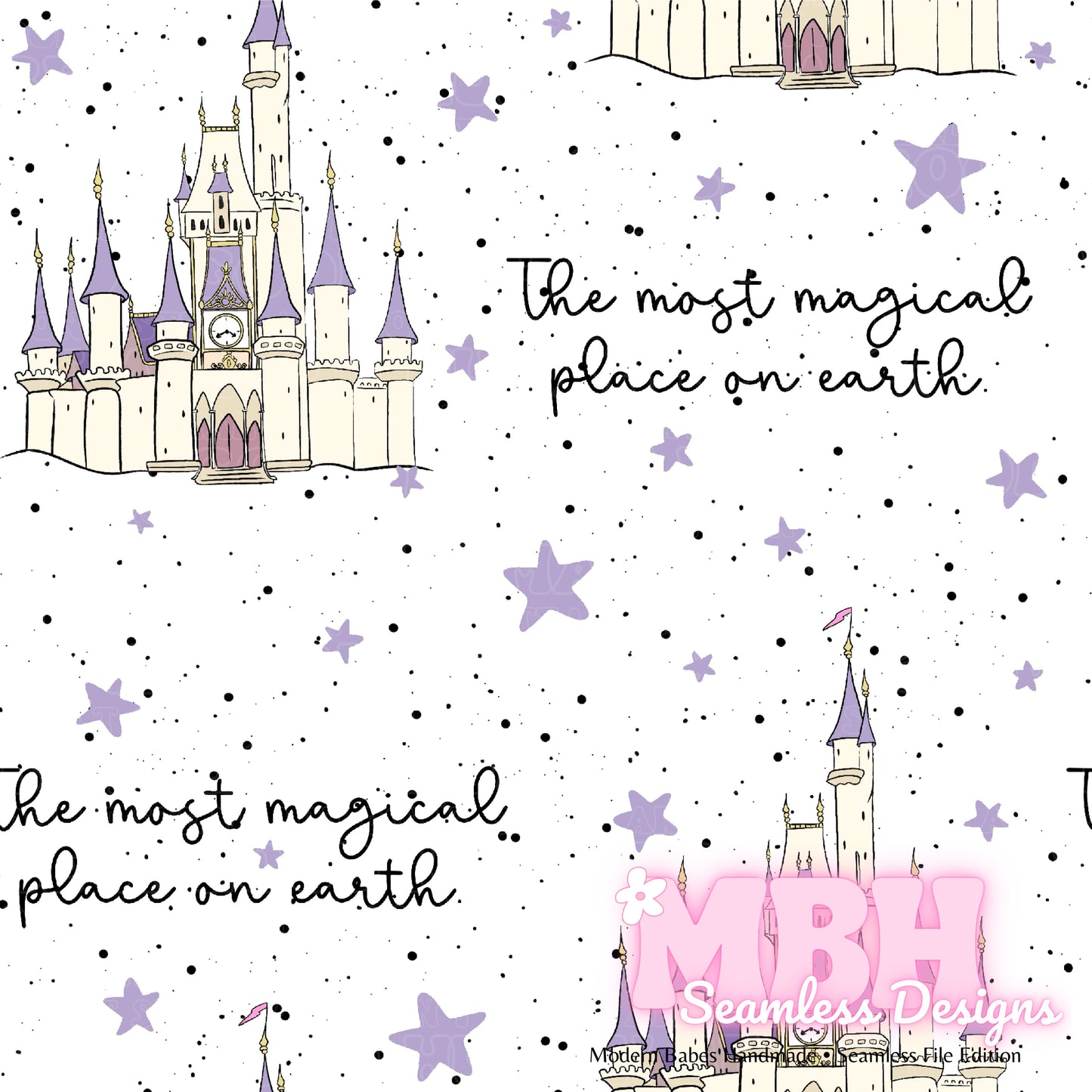 Starry Magical Castle Seamless Pattern MULTIPLE COLORWAYS