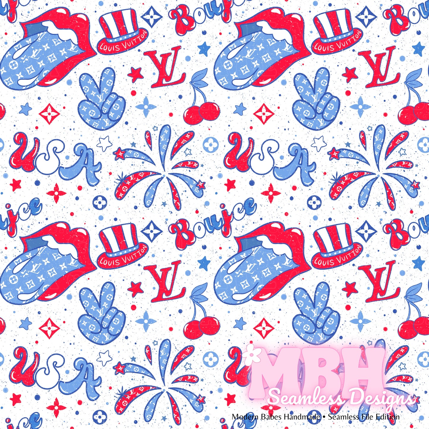 Boujee Patriotic USA Seamless Pattern MULTIPLE COLORWAYS