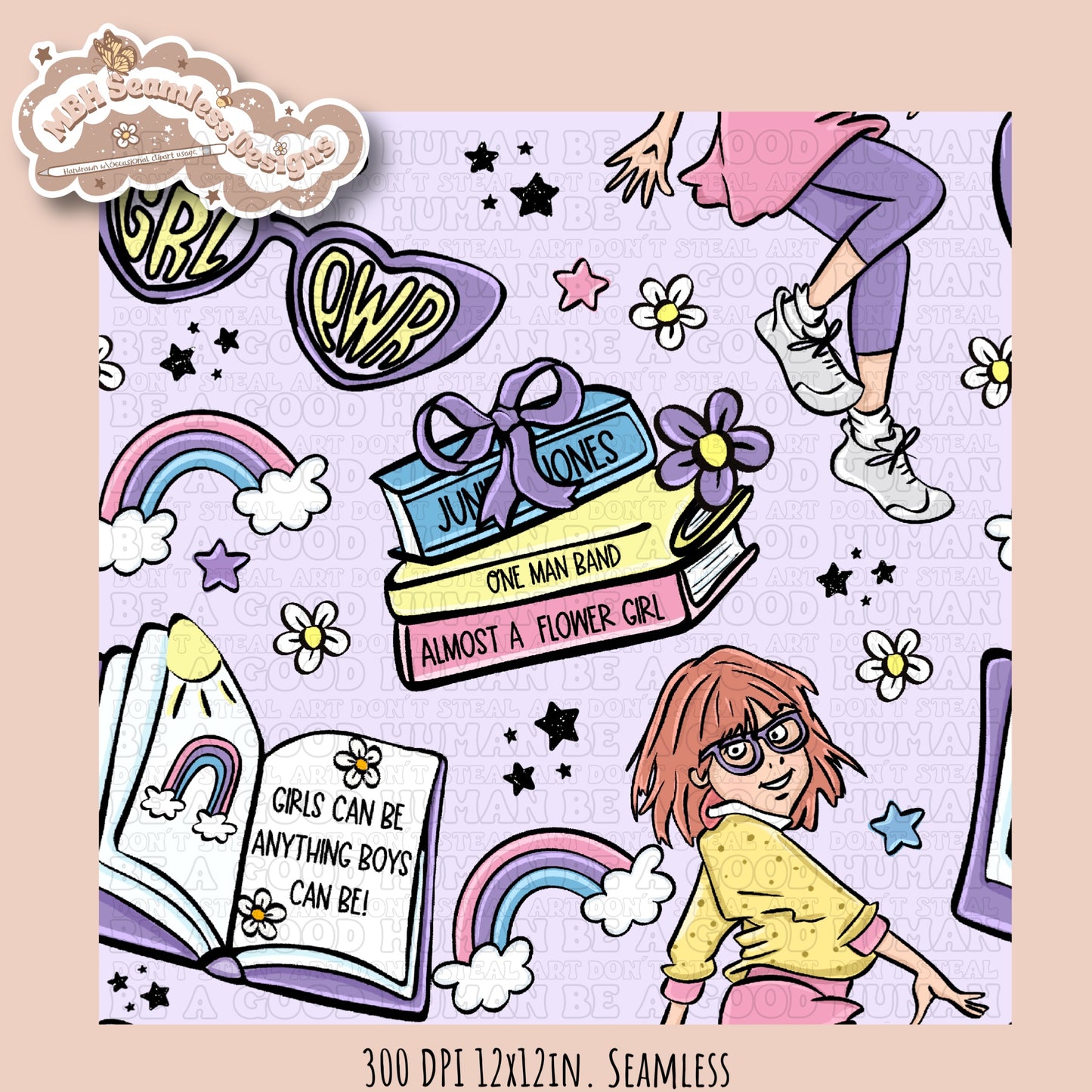 Junie B Seamless Pattern // PNG //Multiple Colorway Options