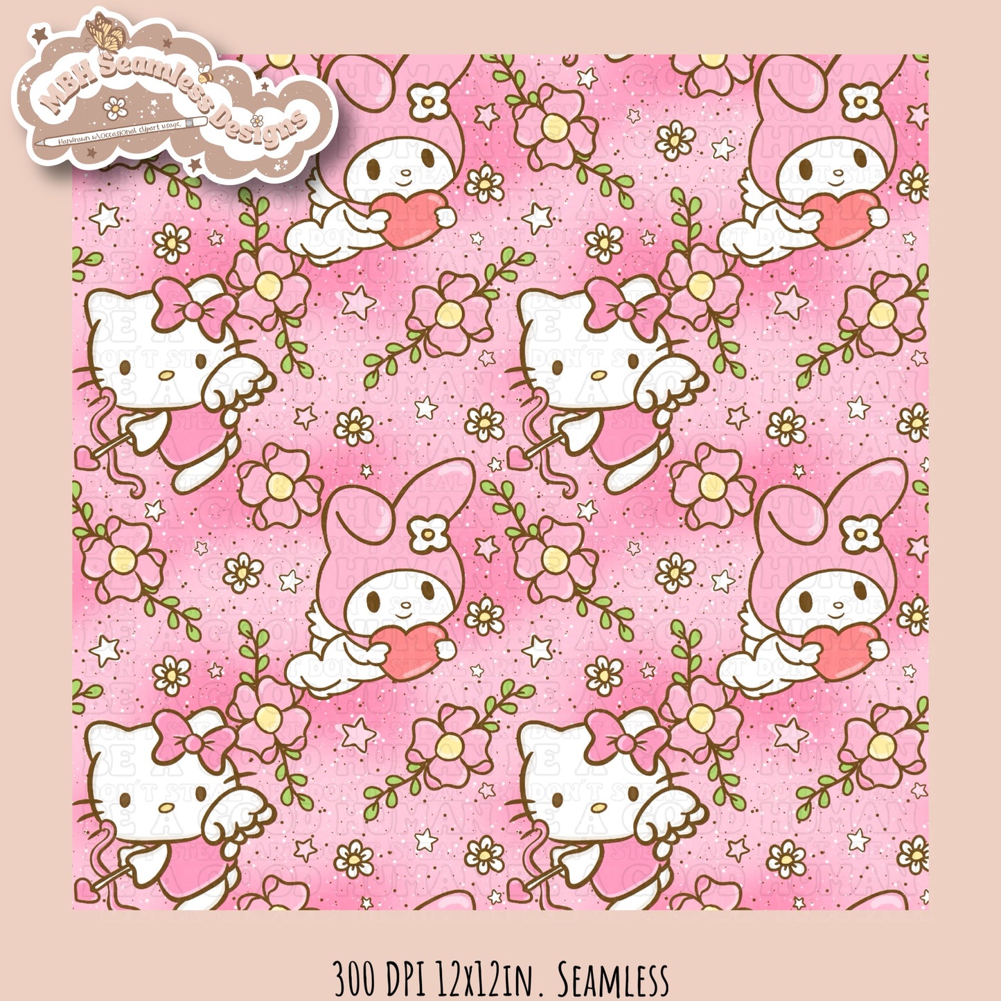 HK & Melody Floral Love Seamless Pattern MULTIPLE COLORWAYS