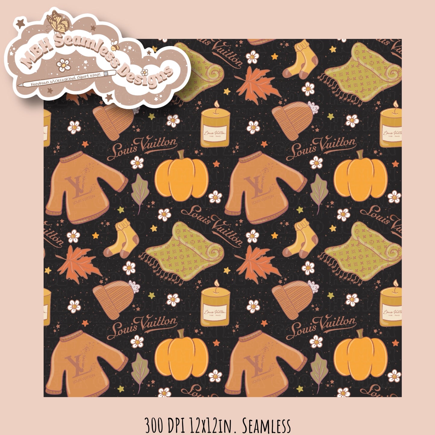 Boujee Cozy Autumn Seamless Pattern