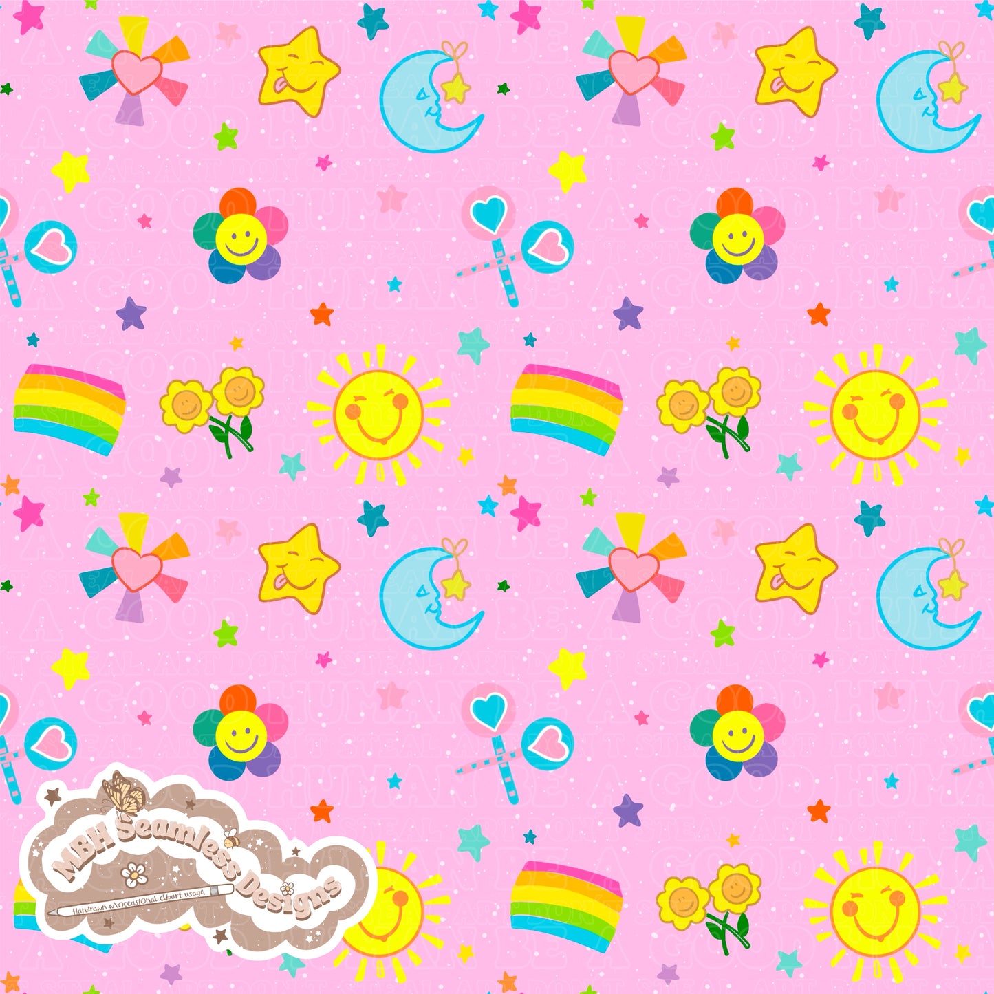 Care Bear Charms Seamless Pattern MULTIPLE COLORWAYS