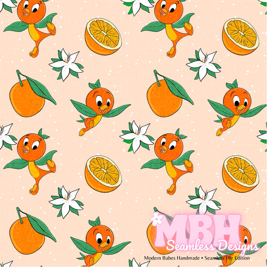Orange Bird Floral Spex Seamless Pattern MULTIPLE COLORWAYS