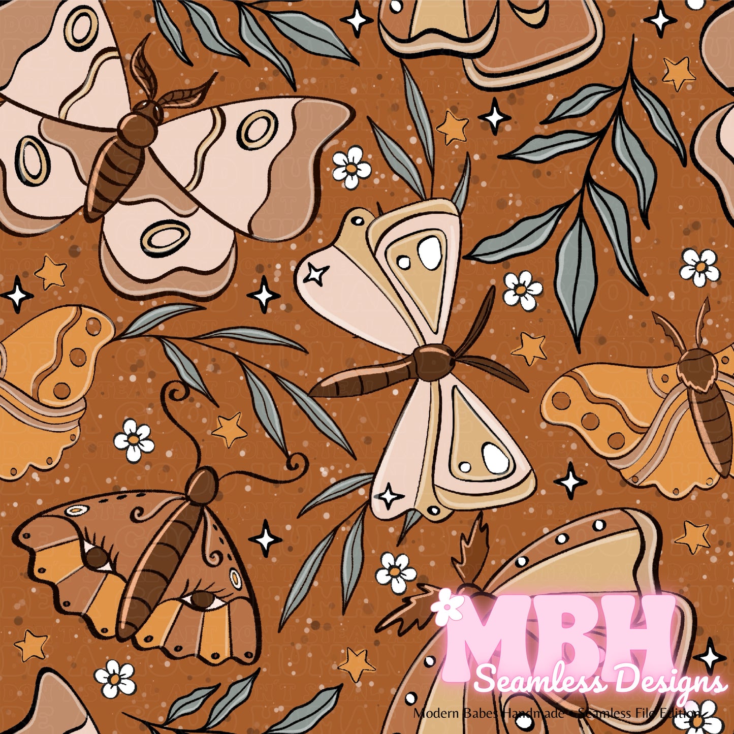 Bohemian Moths Seamless Pattern MULTIPLE COLORWAYS