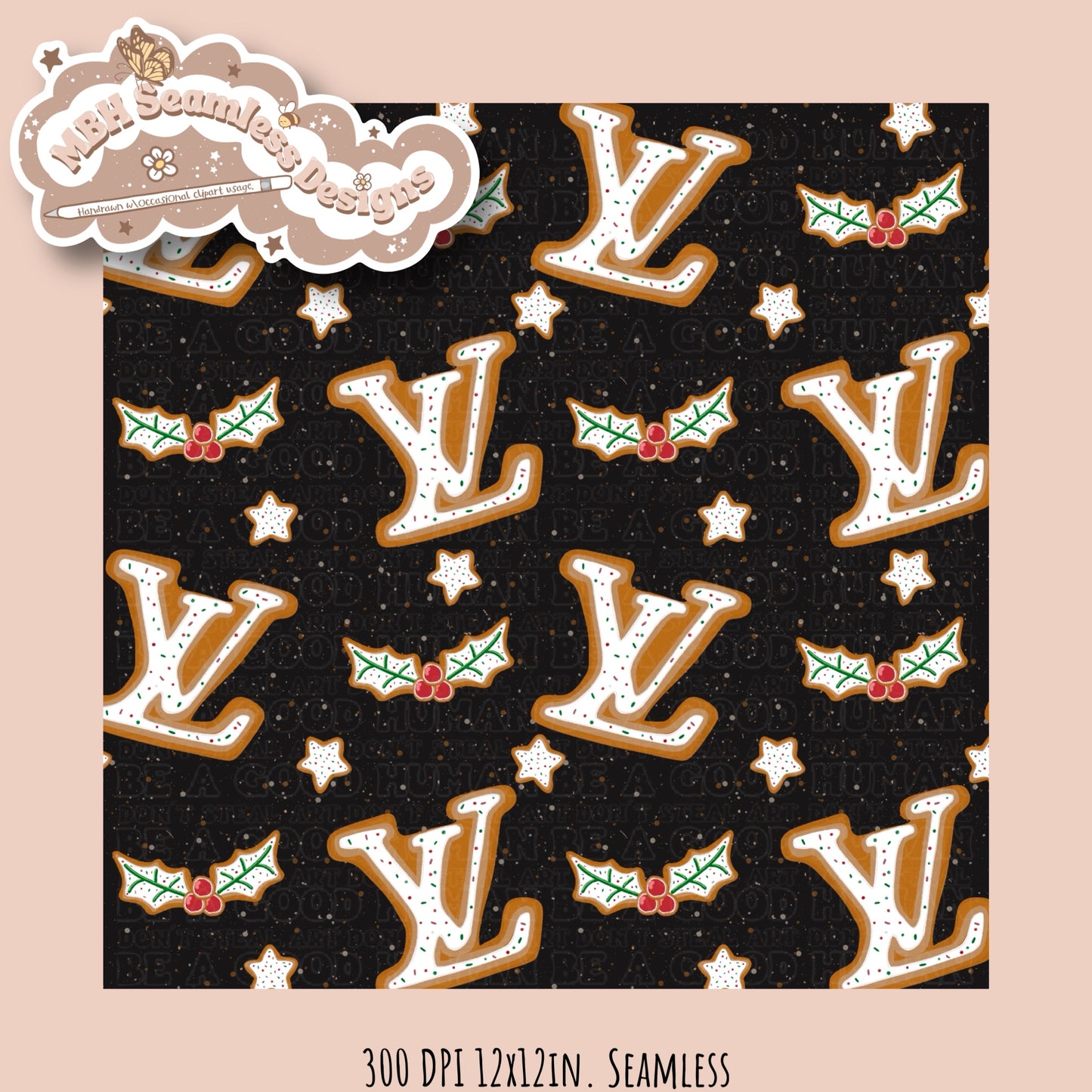 Boujee Gingerbread Cookies Seamless Pattern MULTIPLE COLORWAYS