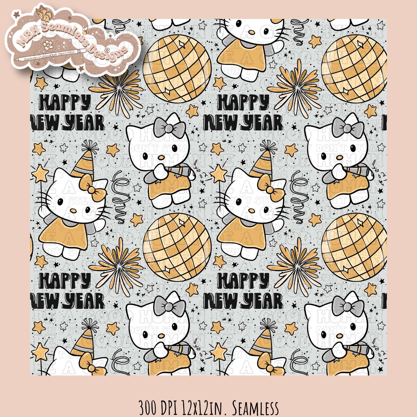 HK New Years Seamless Pattern MULTIPLE COLORWAYS