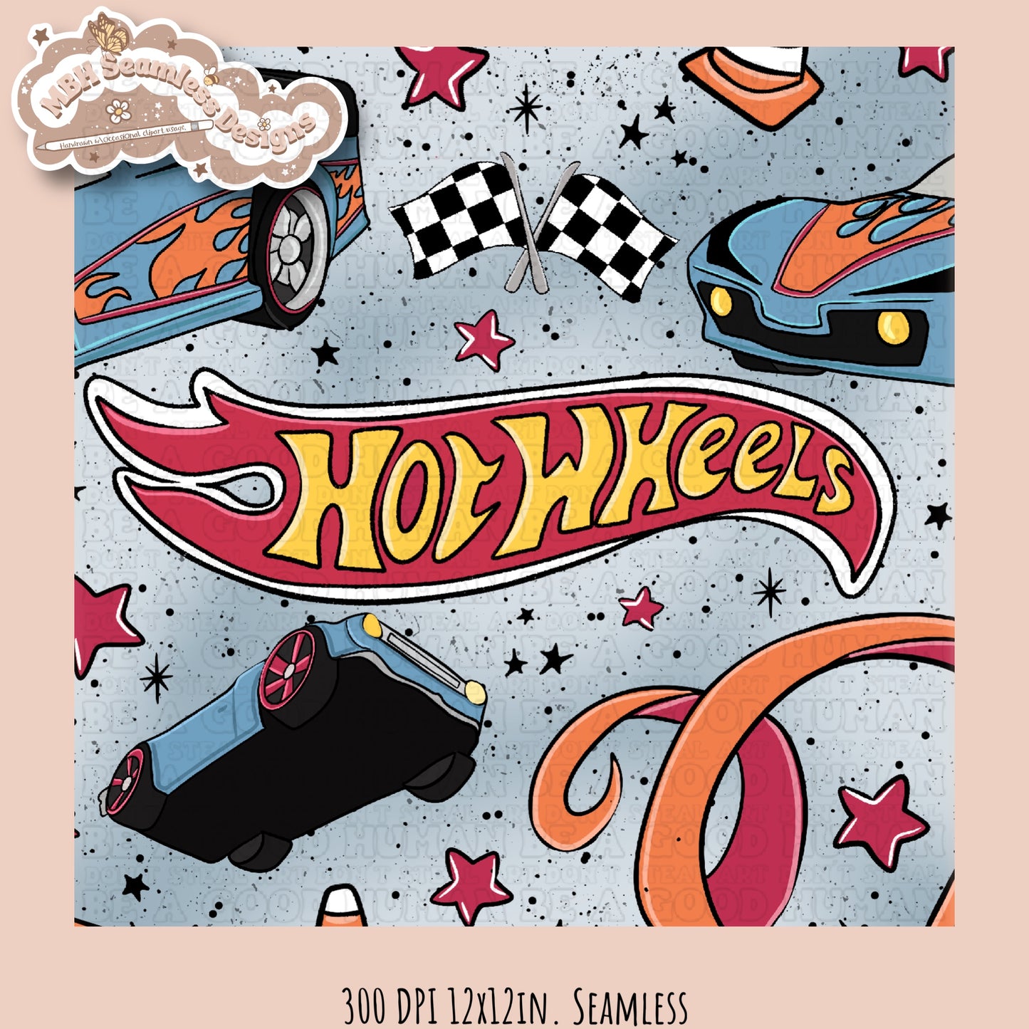 Hot Wheels Seamless Pattern Multiple Colorways