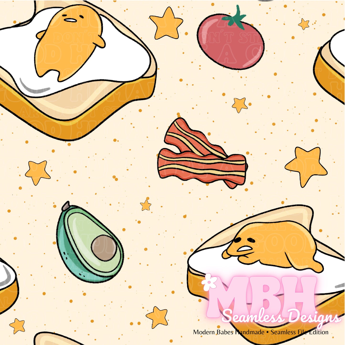 Gudetama Toast Seamless Pattern MULTIPLE COLORWAYS