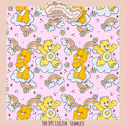 Rainbow Daisies Care Bears Seamless Pattern // Assorted Colorways