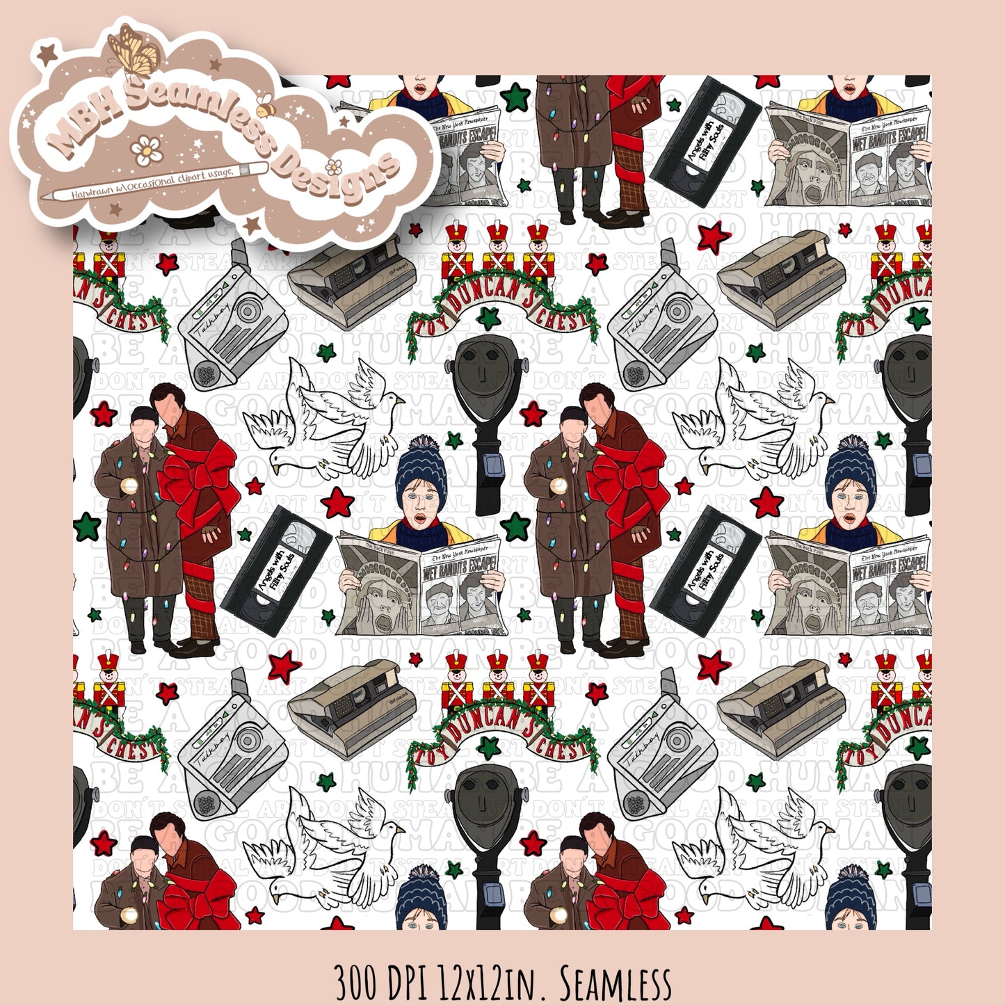 Home Alone 2 Starry Seamless Pattern & PNG MULTIPLE COLORWAYS