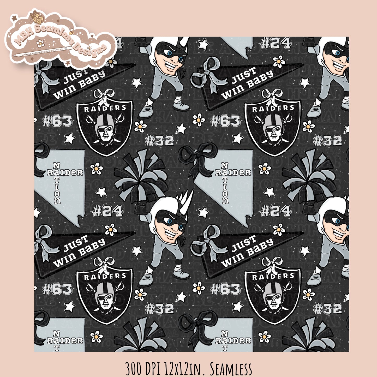 Raiders x Daisies Football Seamless Pattern // Assorted Colorways