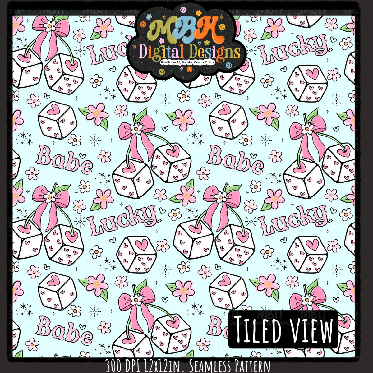 Hextober Day 4 • 3D Lucky Babe Seamless Pattern // PNG // MULTIPLE COLORWAYS (Hextober files are not available in drives.)