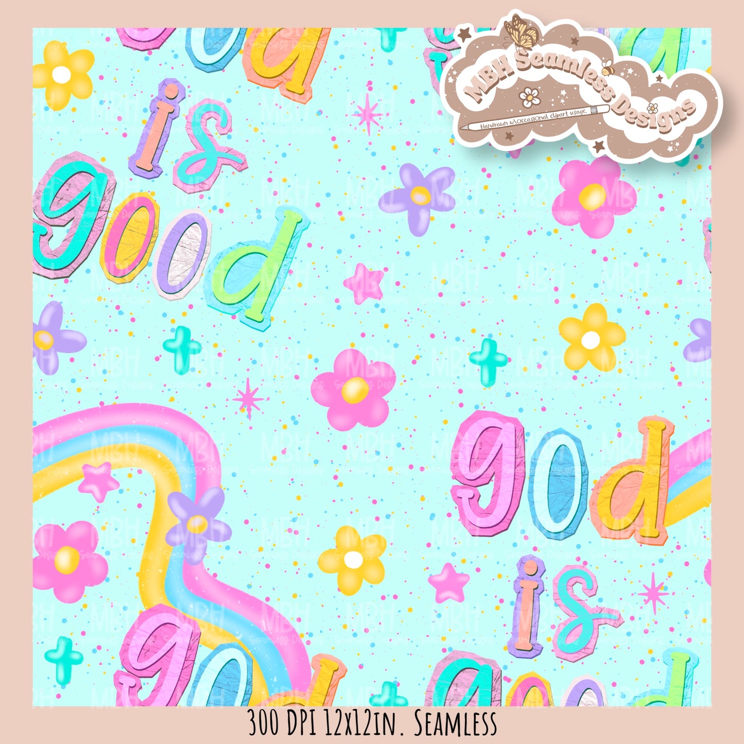 Groovy God Is Good Seamless Pattern // SUB PNG // Multiple Colorway Options