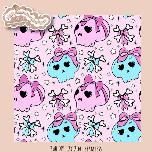 Coquette Skulls Seamless Pattern MULTIPLE COLORWAYS