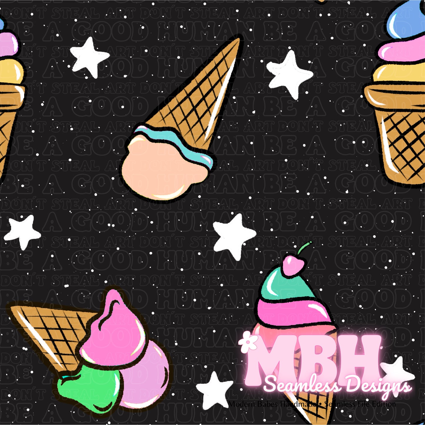 Ice Cream Cones Seamless Pattern MULTIPLE COLORWAYS