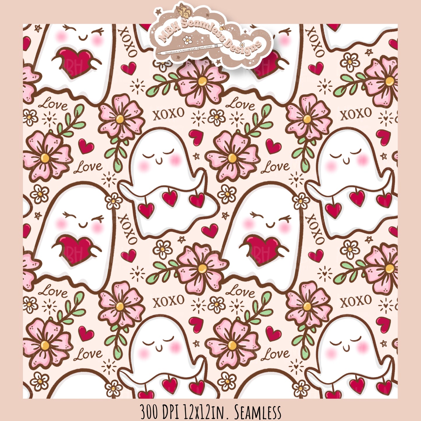 XOXO Ghosties Seamless Pattern // Assorted Colorways