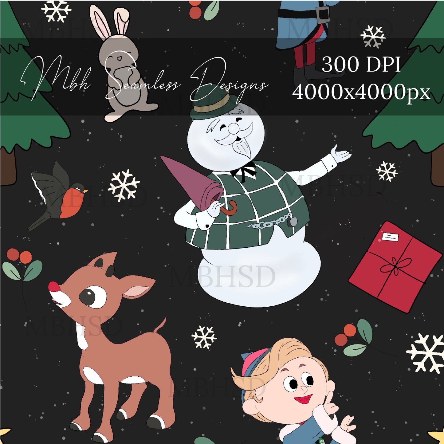 Vintage Reindeer Seamless Pattern