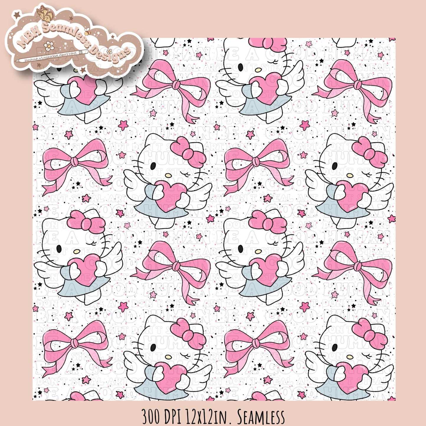 Coquette Kitty Seamless Pattern MULTIPLE COLORWAY OPTIONS