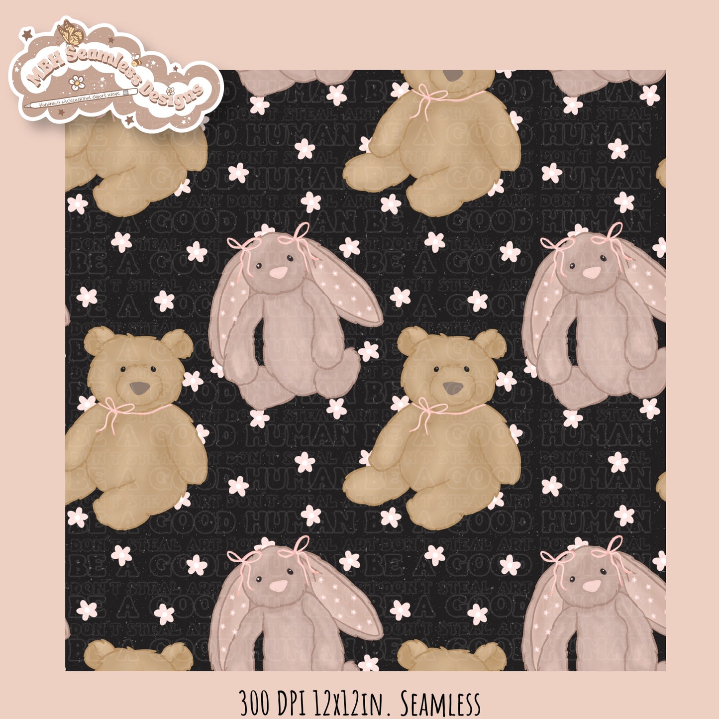 Jelly Cat Bunny & Bear Seamless Pattern // Assorted Colorways