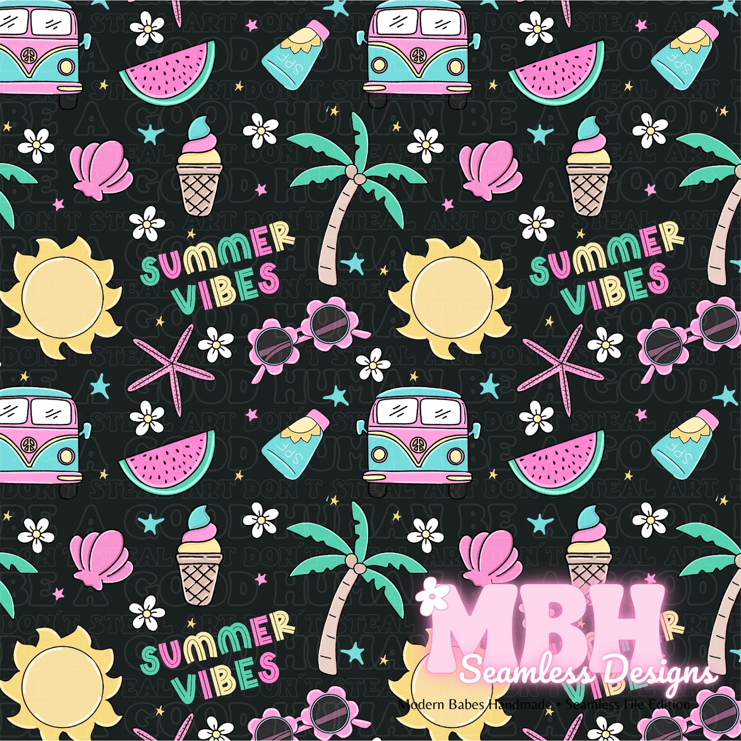 Starry Summer Vibes Seamless Pattern MULTIPLE COLORWAYS