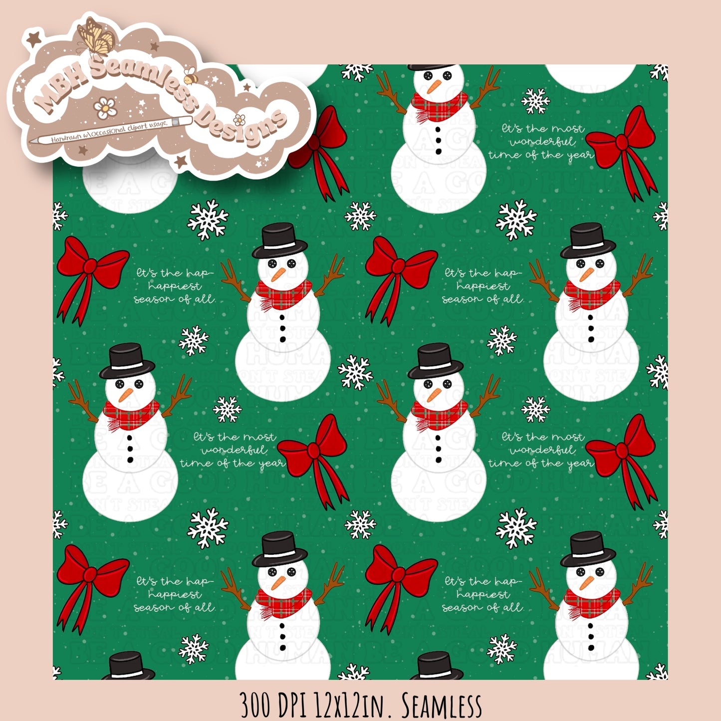 Wonderful Year Snowmen Seamless MULTIPLE COLORWAYS