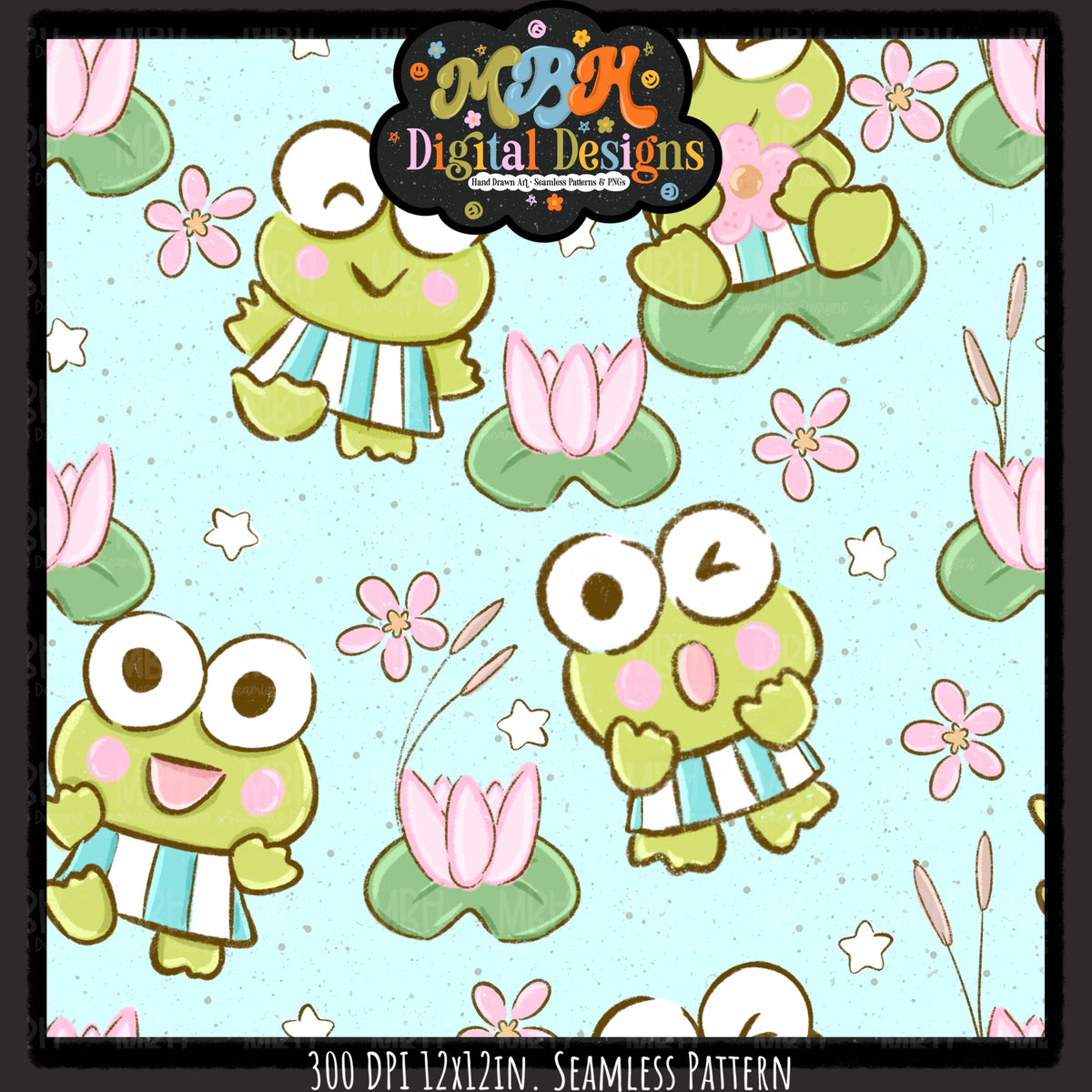 Hextober Day 5 • Frog Seamless Pattern // PNG // MULTIPLE COLORWAYS (Hextober files are not available in drives.)