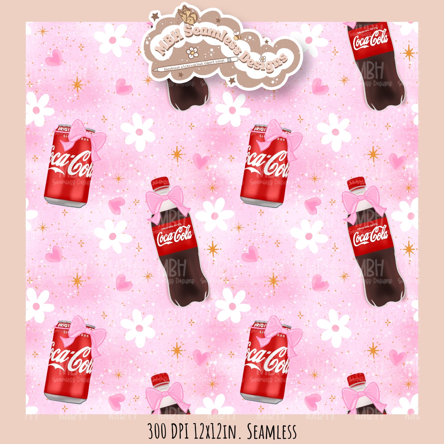 Coquette Cola Hearts Seamless Pattern // Multiple Colorway Options