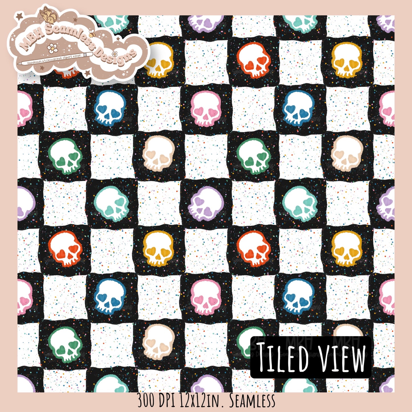 Starry Skulls Seamless Pattern // Assorted Colorway Options