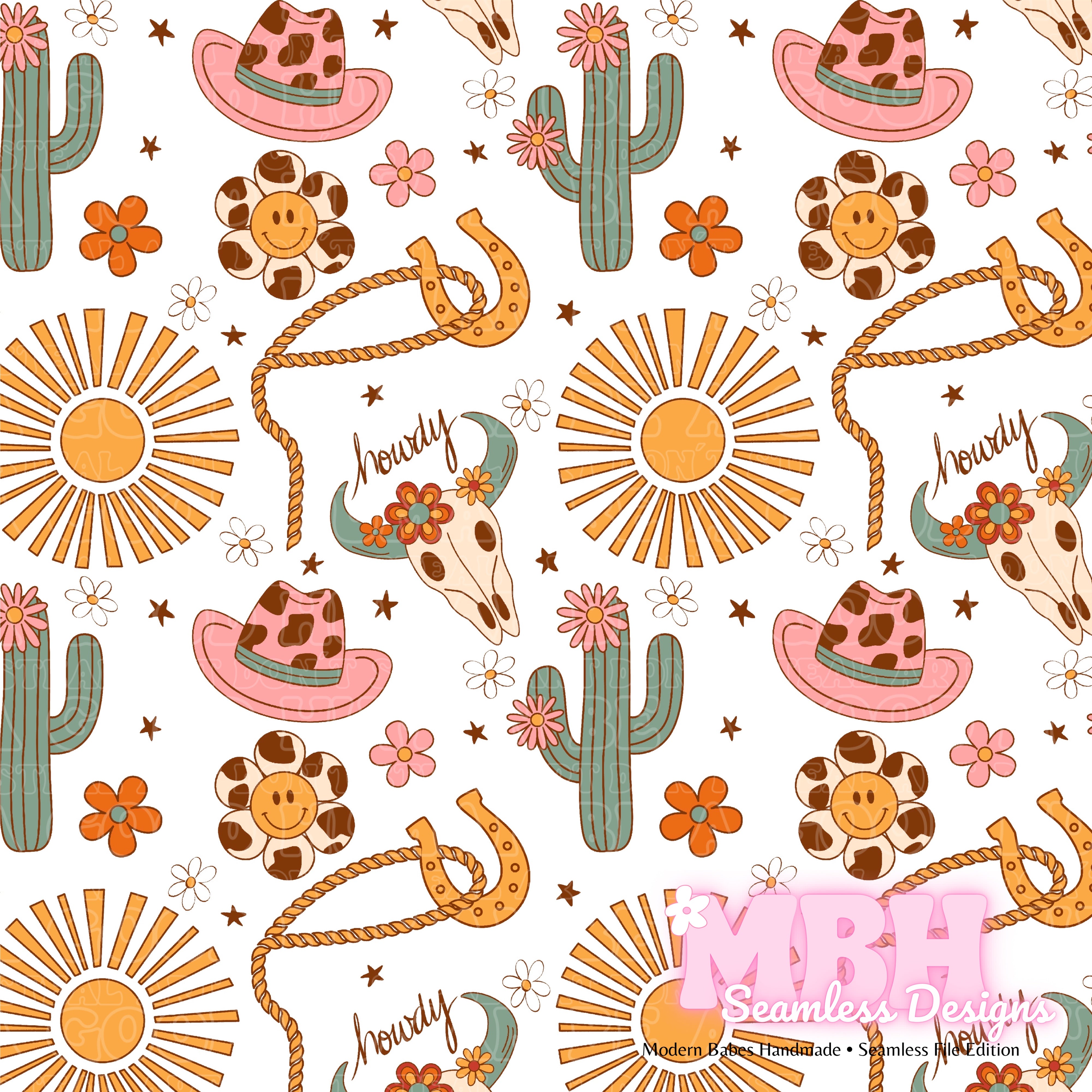 Modern Western Pattern Groovy Western Seamless Pattern – MBH Seamless Designs