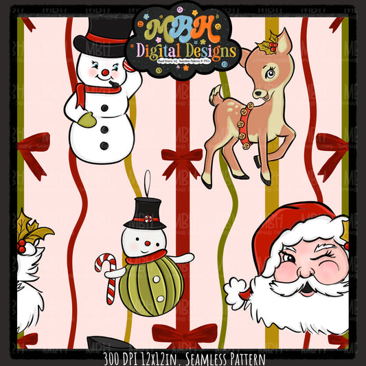 Vintage Christmas Stripes Seamless Pattern // MULTIPLE COLORWAYS